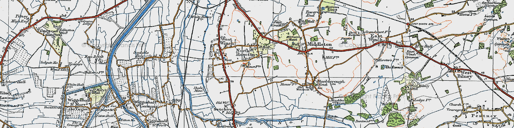 Old map of North Runcton in 1922