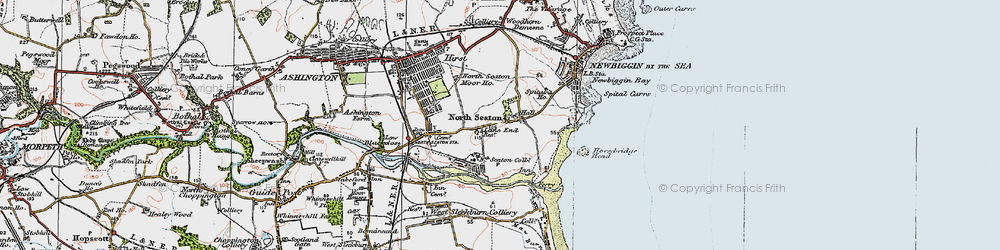 Old map of North Seaton in 1925