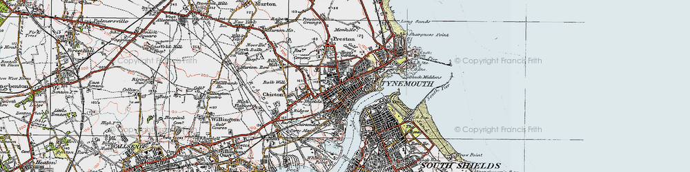 Old map of North Shields in 1925