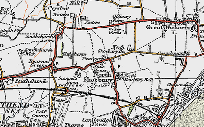Old map of North Shoebury in 1921