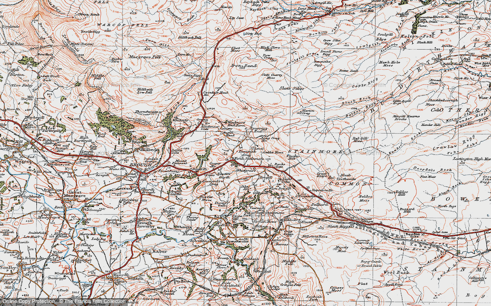 Old Map of Historic Map covering Windmore End in 1925