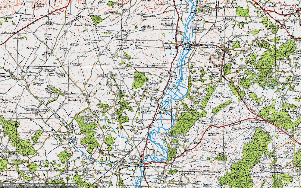 Old Map of Historic Map covering Breamore Ho in 1919