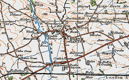 Old map of North Tawton in 1919