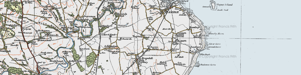 Old map of North Togston in 1925