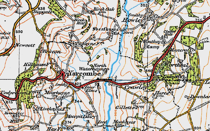Old map of North Waterhayne in 1919