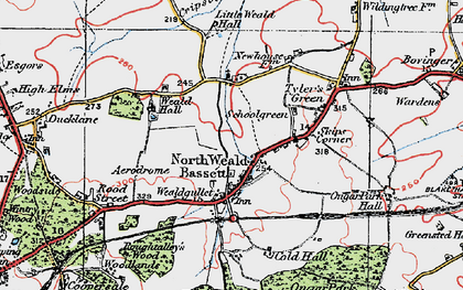 Old map of North Weald Bassett in 1920