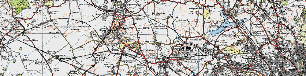 Old map of North Wembley in 1920