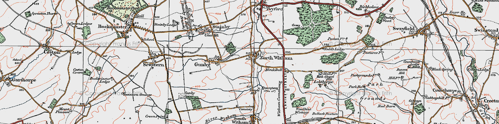 Old map of North Witham in 1922