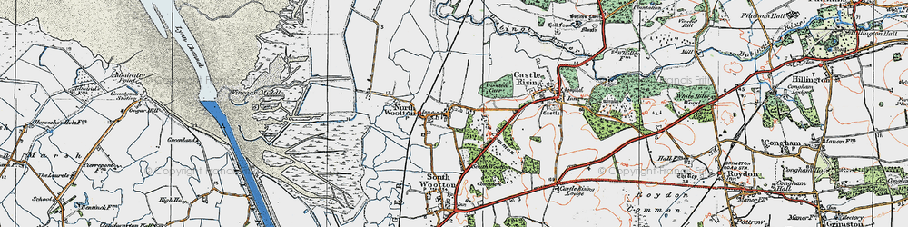 Old map of North Wootton in 1922