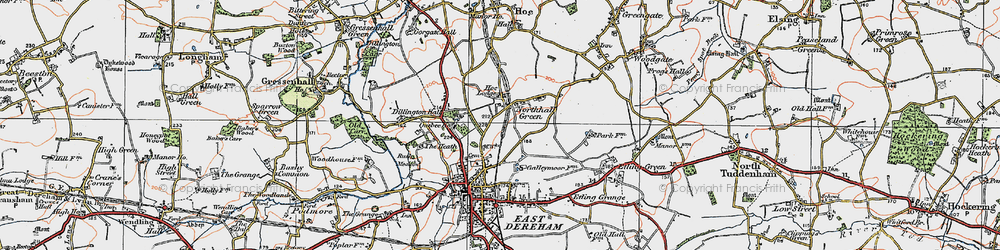Old map of Northall Green in 1921