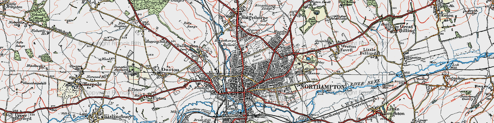 Old map of Northampton in 1919