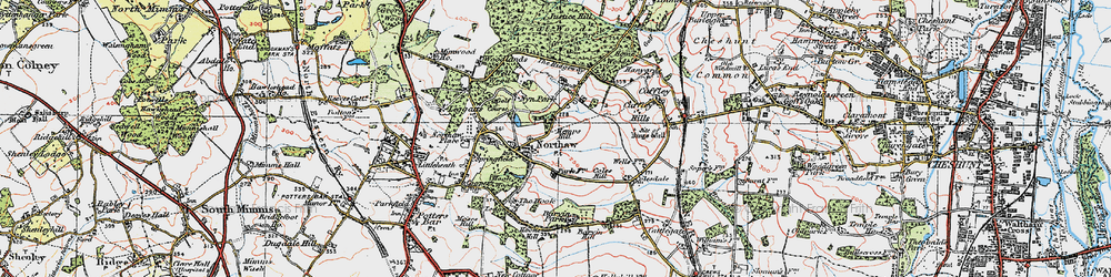 Old map of Northaw in 1920