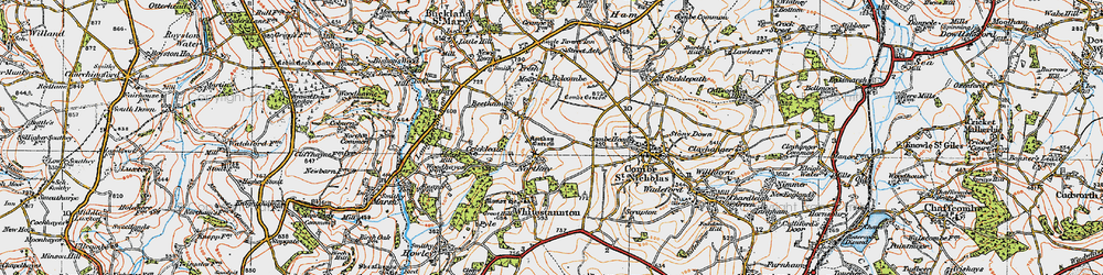Old map of Belcombe in 1919