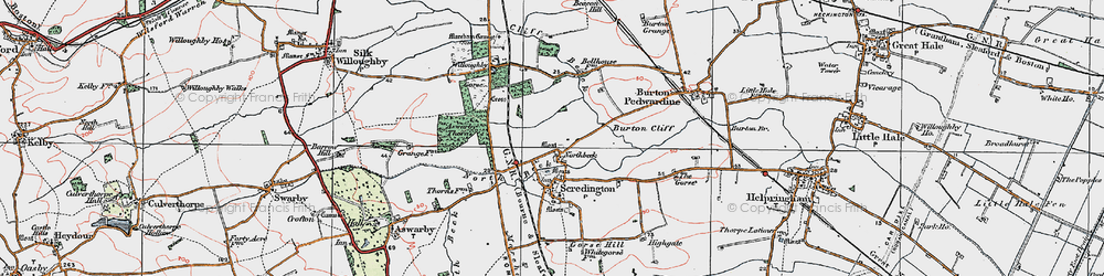Old map of Willoughby Gorse in 1922
