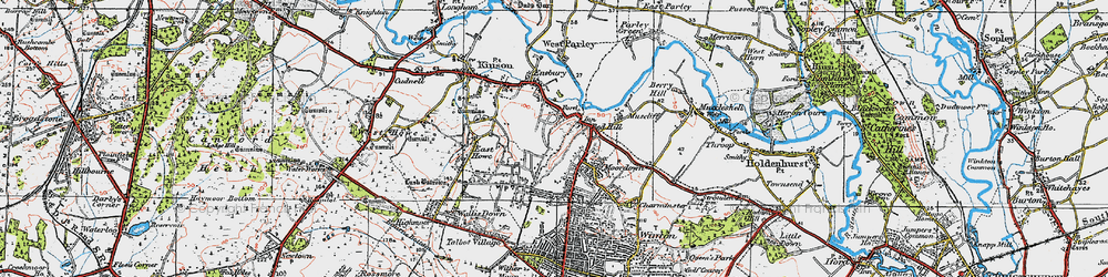 Old map of Northbourne in 1919