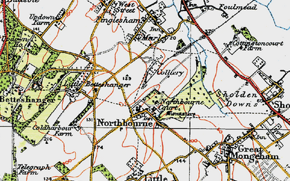 Old map of Northbourne in 1920