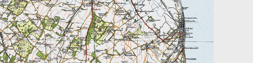 Old map of Northbourne in 1920