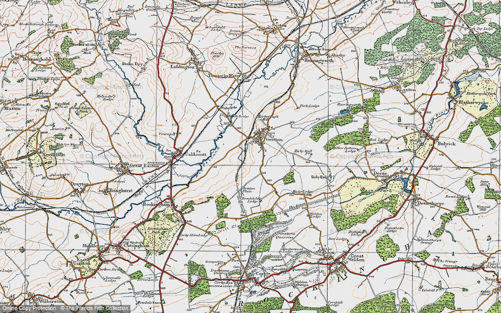 Old Map of Historic Map covering Corby Tunnel in 1920