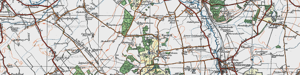 Old map of Northill in 1919
