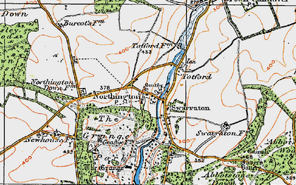 Old map of Northington Down Fm in 1919
