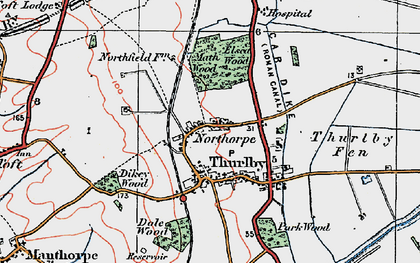 Old map of Bourne South Fen in 1922