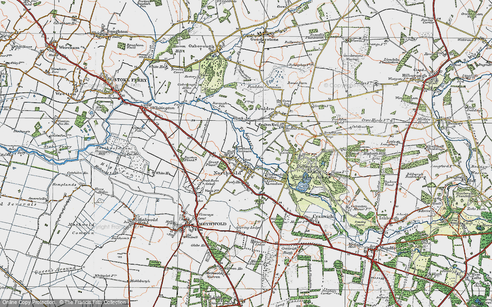 Old Map of Northwold, 1921 in 1921