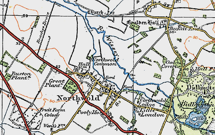Old map of Northwold in 1921