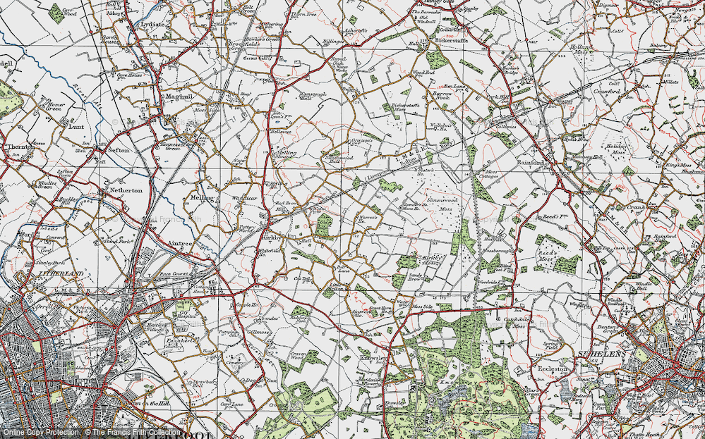 Old Map of Historic Map covering Knowsley Industrial Park in 1923