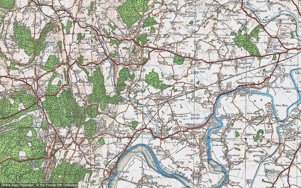Old Map of Historic Map covering Upper Ley in 1919