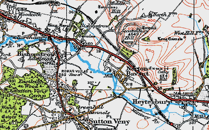 Old map of Bishopstrow Down in 1919
