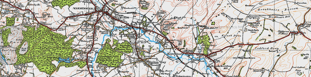 Old map of Bishopstrow Down in 1919
