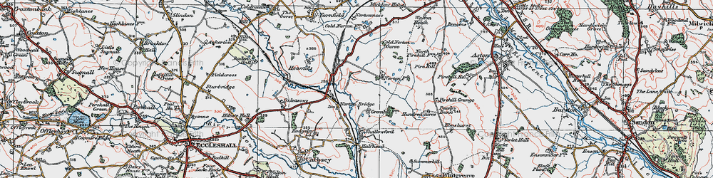 Old map of Norton Bridge in 1921