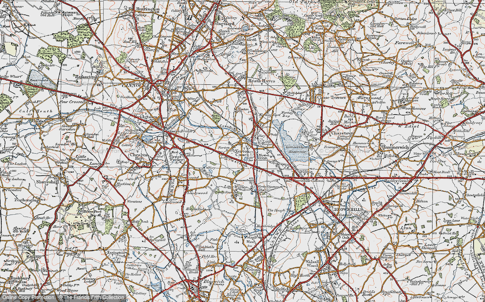 Old Map of Norton Canes, 1921 in 1921