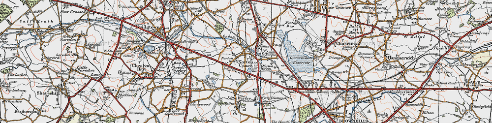 Old map of Norton Canes in 1921