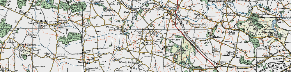 Old map of Norton Corner in 1921