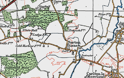 Old map of Norton Disney in 1923