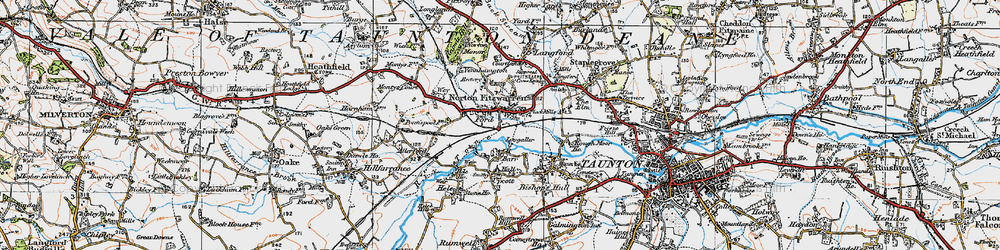 Old map of Norton Fitzwarren in 1919