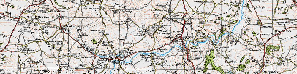 Old map of Norton Hawkfield in 1919