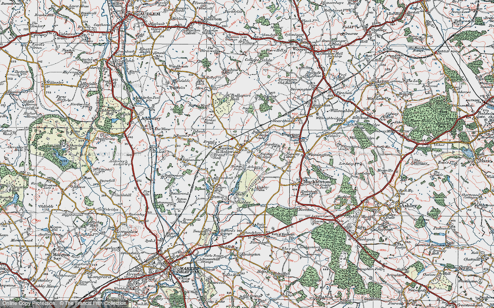 Old Map of Norton in Hales, 1921 in 1921