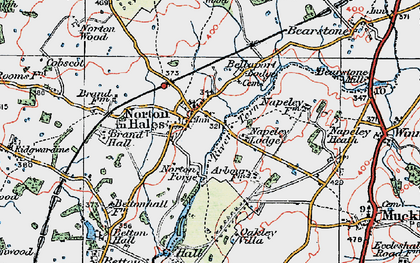 Old map of Norton in Hales in 1921