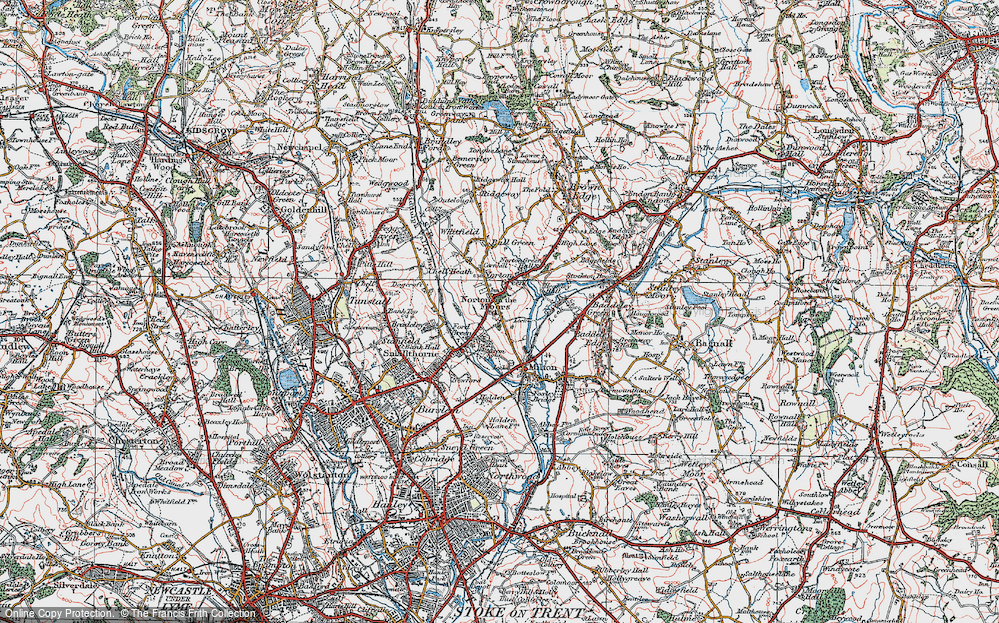 Old Map of Norton-in-the-Moors, 1921 in 1921