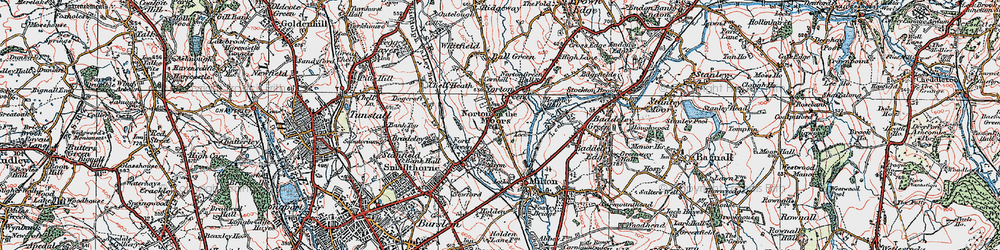 Old map of Norton-in-the-Moors in 1921