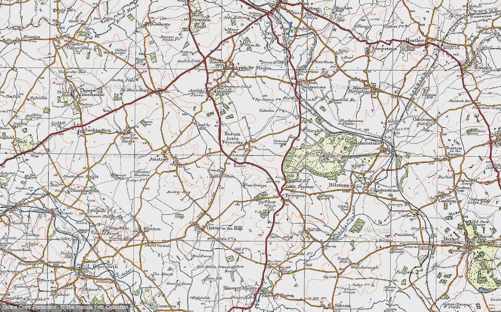 Old Map of Norton-Juxta-Twycross, 1921 in 1921