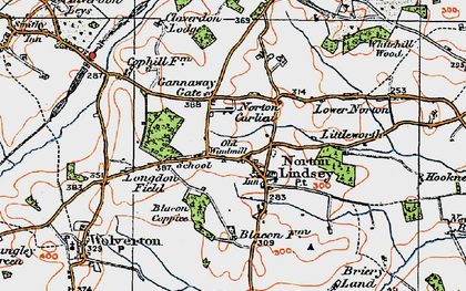 Old map of Norton Lindsey in 1919