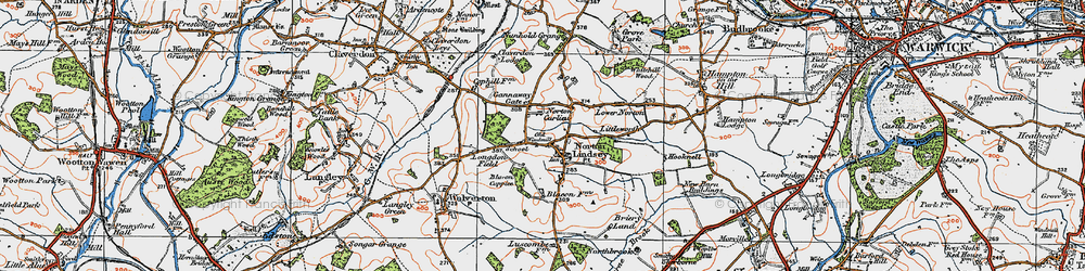Old map of Norton Lindsey in 1919