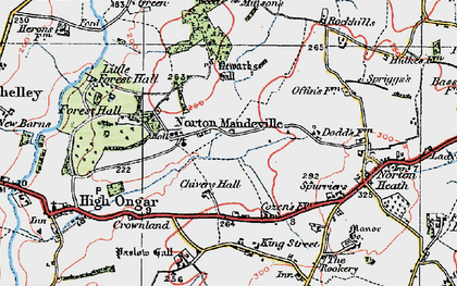Old map of Norton Mandeville in 1920