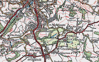 Old map of Norton Woodseats in 1923