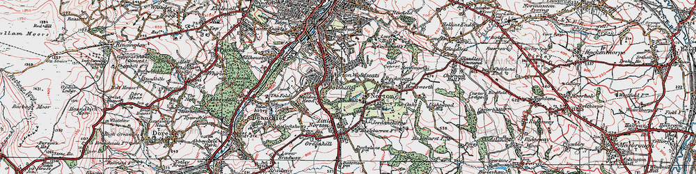 Old map of Norton Woodseats in 1923