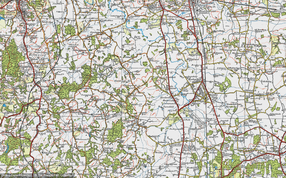 Old Map of Historic Map covering Wrays in 1920
