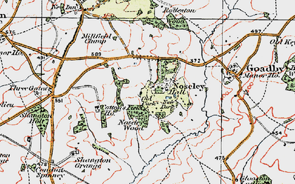 Old map of Noseley in 1921